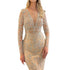 New Bronzing Long Sleeve Slim-fit Sexy Long Dress Prom Evening Dress