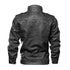 Men's Leather Jacket Stone Washed Leather Jacket Stand-up Collar Coat