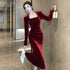 Women's Fashion Velvet Sheath Long Dress