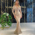 New Bronzing Long Sleeve Slim-fit Sexy Long Dress Prom Evening Dress