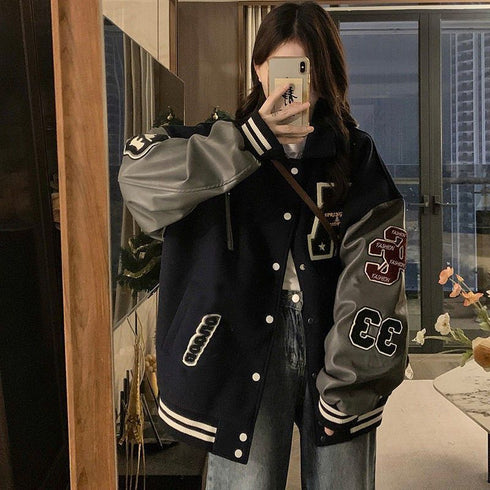 Baseball Varsity Jacket Oversized Unisex NFL Design Jacket