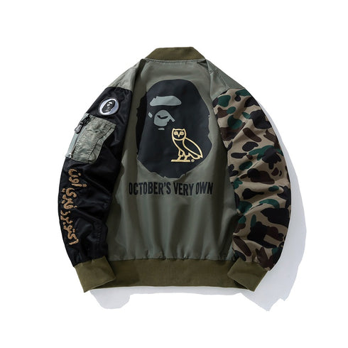 October's Very Own BAPE Joint-name Ape Full Sleeve Jacket Flight Suit Jacket