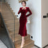 Women's Fashion Velvet Sheath Long Dress