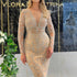 New Bronzing Long Sleeve Slim-fit Sexy Long Dress Prom Evening Dress
