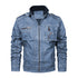 Men's Leather Jacket Stone Washed Leather Jacket Stand-up Collar Coat