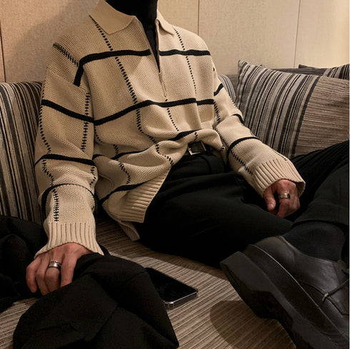 Men's Retro Lapels Knitwear Top