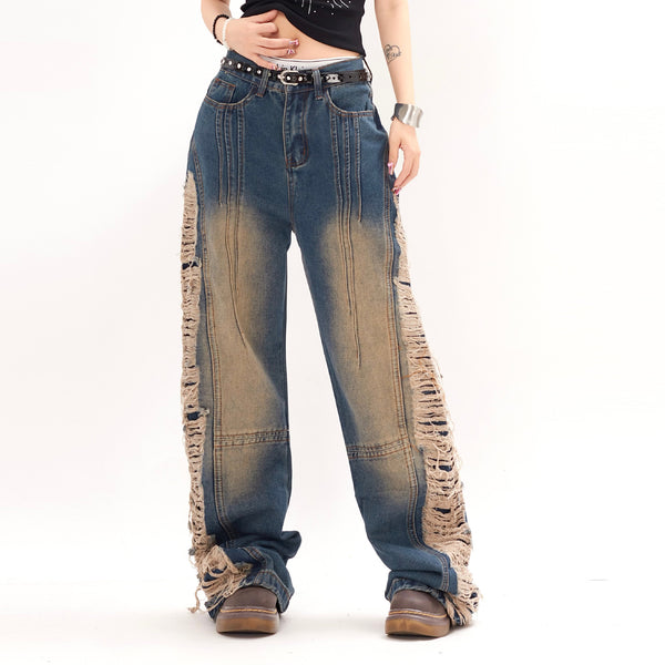 Unisex Ripped Denim Trousers