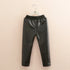 Children's Warm Slim Leather Pants