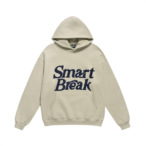 Flocking Embroidery Letters Plus Velvet Thickened Hoodie