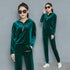 Women's Wide Leg Velvet Tracksuit