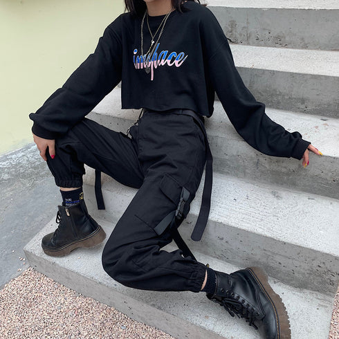Girls High Waist Hip Hop Tappered Trousers