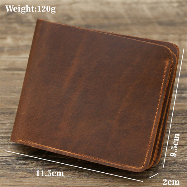 Retro Rough Tri-fold Leather Wallet