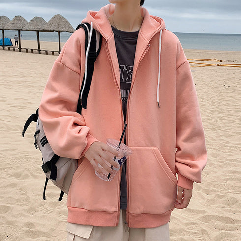 Mens Casual Hooded Zipper Coat