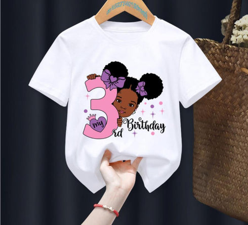 Princess Birthday Digital Printing Girl's T-shirts