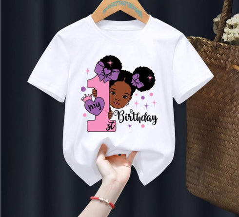 Princess Birthday Digital Printing Girl's T-shirts