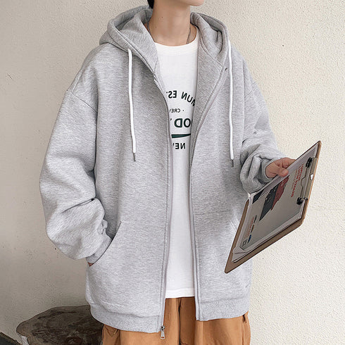 Mens Casual Hooded Zipper Coat