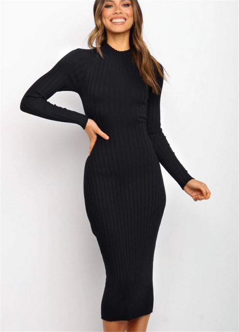 Women's Suits Sweater Backless Bow Tight Dresses