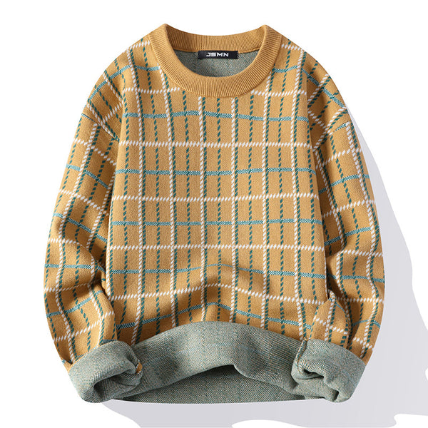Men's Casual Plaid Knit Pullovers