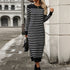 Slim Striped Printed Long Dress For Women's Clothing