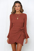 Women's Long Sleeve Ruffle Flared Short Dresses