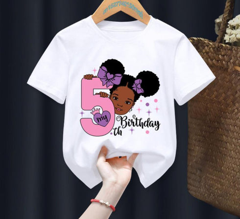 Princess Birthday Digital Printing Girl's T-shirts
