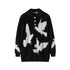 Carrier Pigeon Jacquard Furry Lapel Sweater