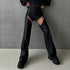 Women's Loose Hollow Straight Black Trousers