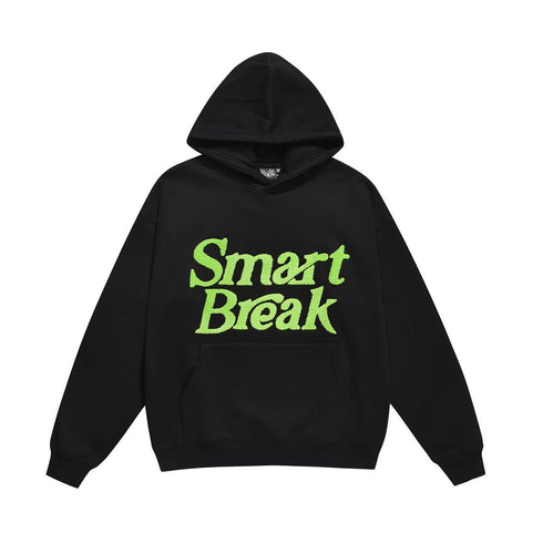 Flocking Embroidery Letters Plus Velvet Thickened Hoodie