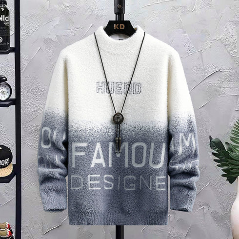 Men's Half Turtleneck Fleece Thickened Sweater