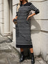 Slim Striped Printed Long Dress For Women's Clothing