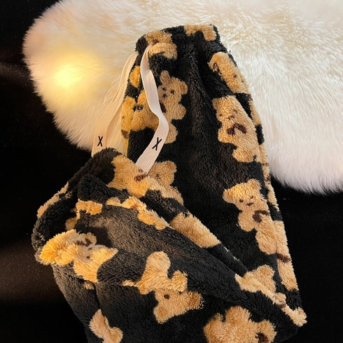 Kids Loose Printed Woollen Trousers