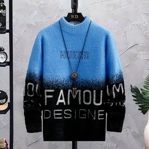 Men's Half Turtleneck Fleece Thickened Sweater