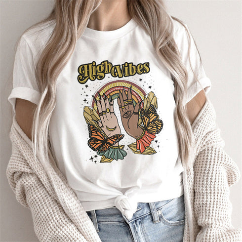 Women Print T-shirts Female Cartoon Tops