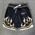 Men Flame Double Layer Mesh Style Shorts