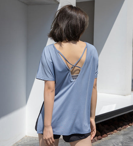 Women Hollow Back Yoga Shirts