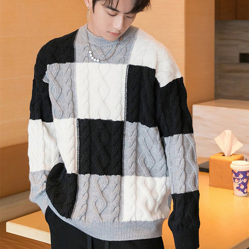 Crewneck Checkerboard Sweater