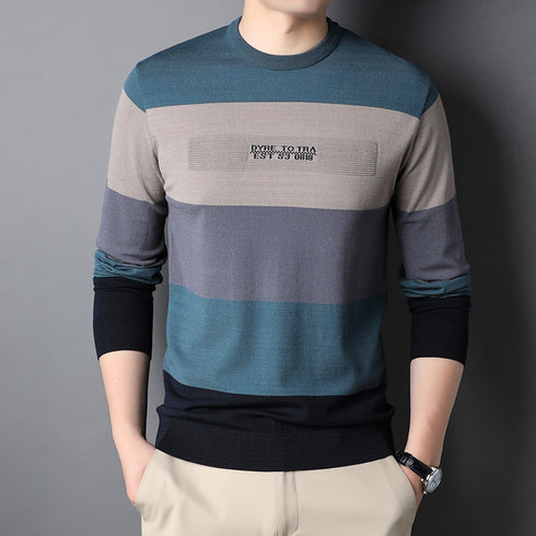 Men's Round Neck Striped Knitted Shirt