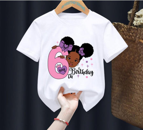 Princess Birthday Digital Printing Girl's T-shirts