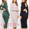 Women's Suits Sweater Backless Bow Tight Dresses