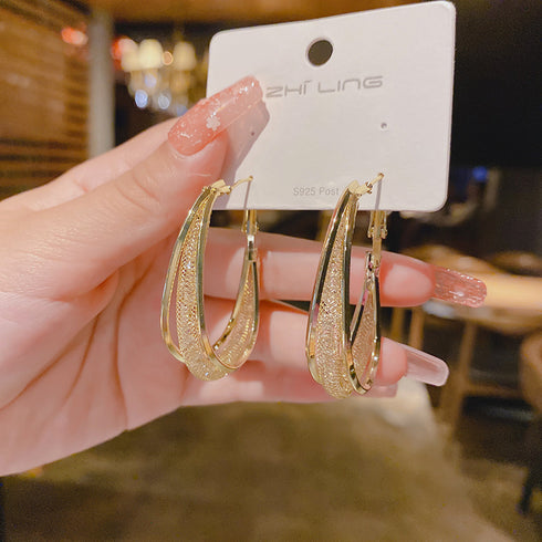 Silver and Golden Studded Ear Hoops