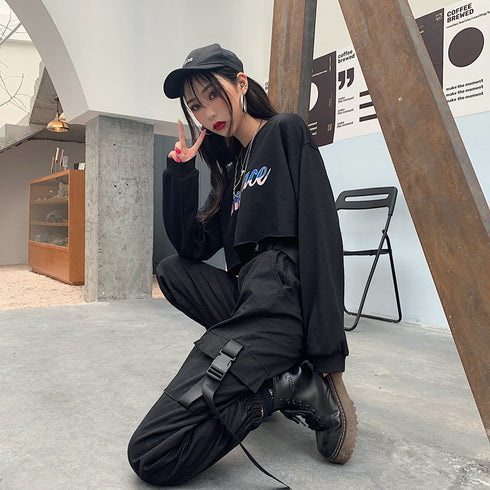 Girls High Waist Hip Hop Tappered Trousers