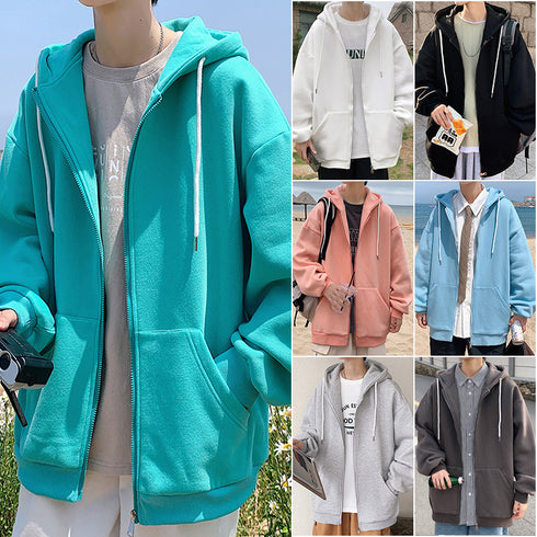 Mens Casual Hooded Zipper Coat