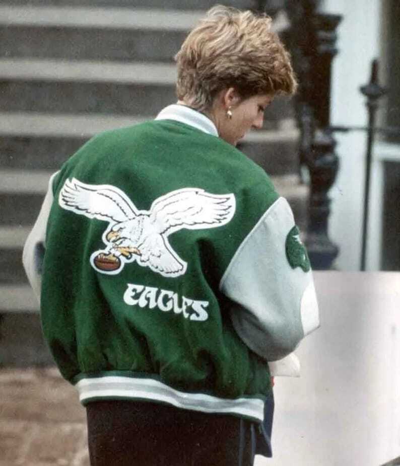 Mitchell & Ness Philadelphia Eagles NWT Princess Diana Varsity Jacket NFL 90's Letterman Jersey REPLICA