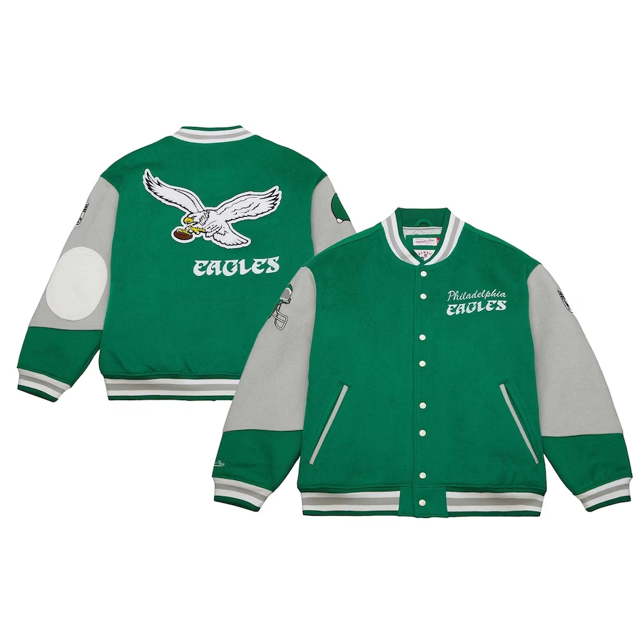 Mitchell & Ness Philadelphia Eagles NWT Princess Diana Varsity Jacket NFL 90's Letterman Jersey REPLICA